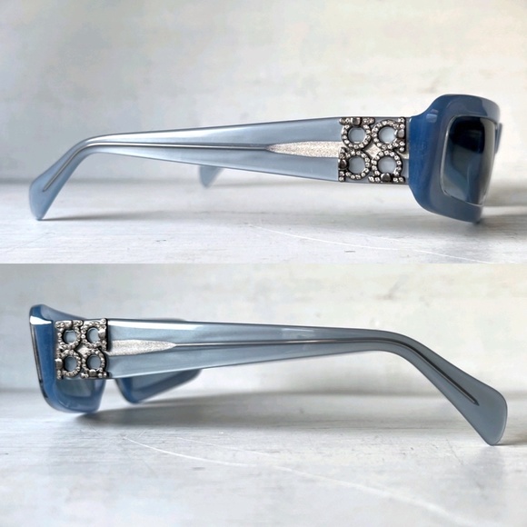 RARE Salvatore Ferragamo Vintage Mod Space Age Glam Bling Pastel Blue Sunglasses main image 14